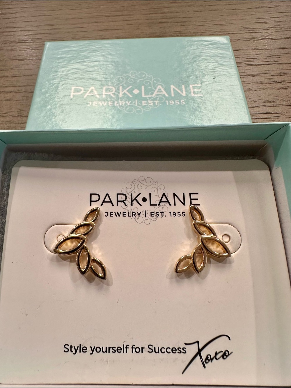 Park Lane Gold Leaf stud earrings- Gold tone